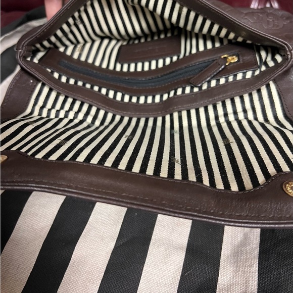 L.A.M.B. Dorset Chocolate Brown Leather Clutch with Faux Snakeskin - Picture 12 of 14